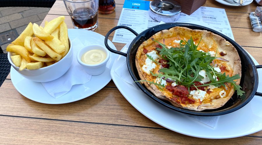 Flatbread and fries