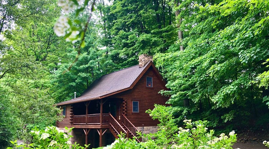 Cedar Log Cabin in the Woods