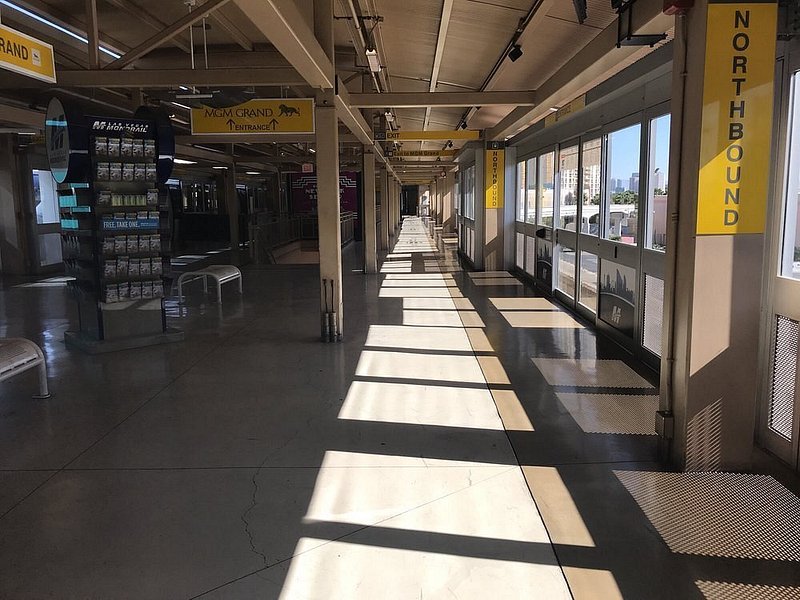 MGM Grand Las Vegas Monorail Station platform during the day