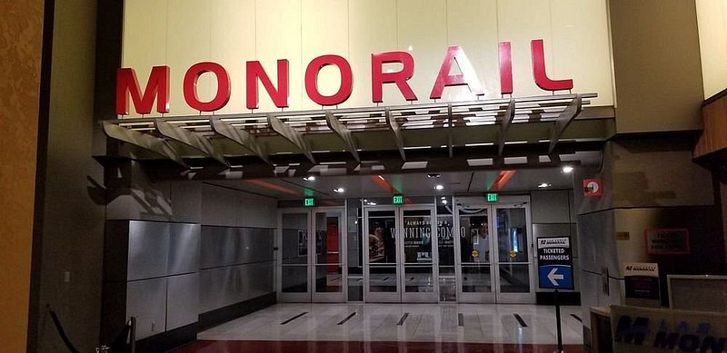 Monorail station sign for the Las Vegas Monorail