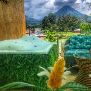 Private jacuzzi area from one of our studio lodgings. 