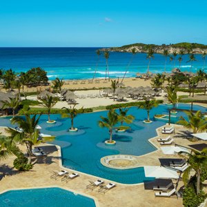 Aerial view from infinity pool and Macao Beach