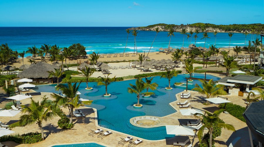 Aerial view from infinity pool and Macao Beach