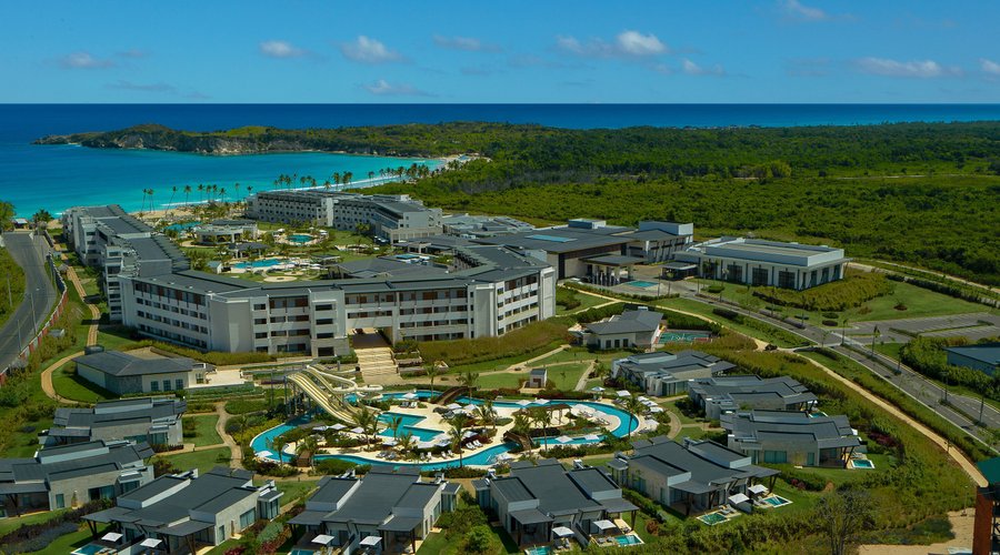 Aerial view from the water park and the property