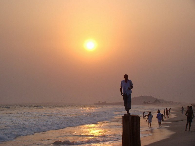 Bojo Beach at sunset in Accra