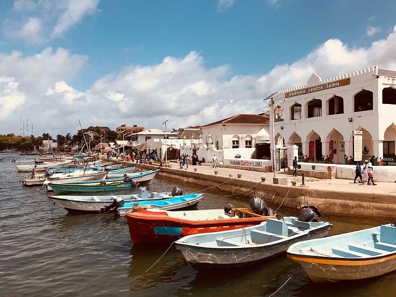 Boats docked in the Old Town of Lamu