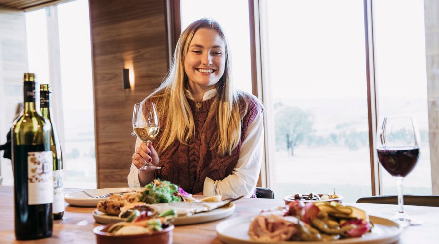 Platters with wine in the new cellar door