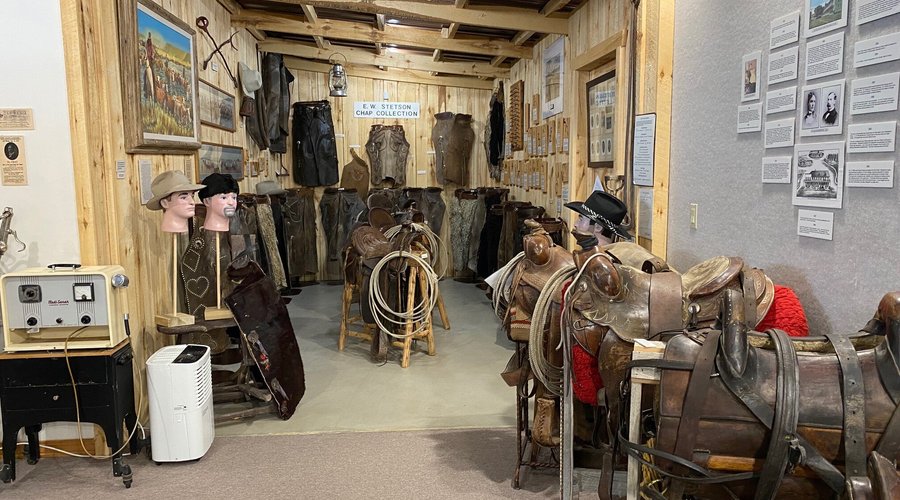 Our collection of saddles and chaps from local ranches