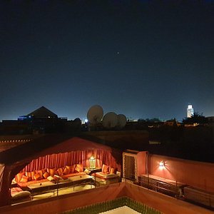 Marrakech by night from the roof terrace is Magical, as is the Riad