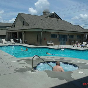 Outdoor pool and hot tub