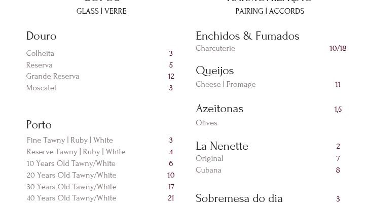 Menu - Glass & Tapas