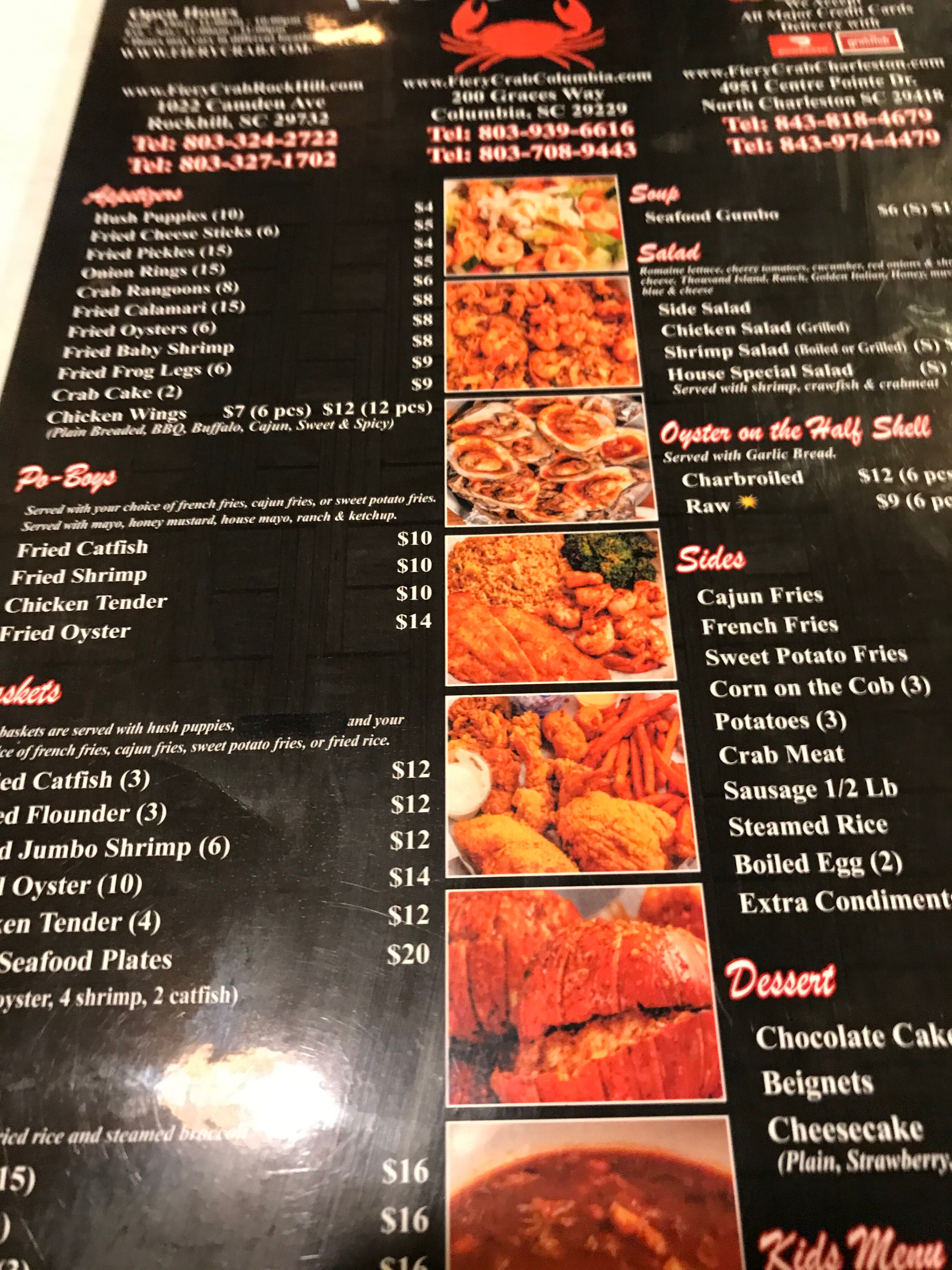 Fiery crab menu discount