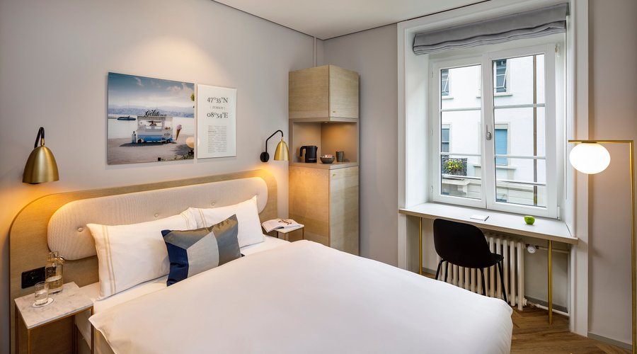 Einzelzimmer im Hotel Felix. Das moderne und kunstvolle Boutique Hotel mitten in Zürich. 