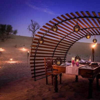 A private dining experience on a luxury desert safari in Dubai