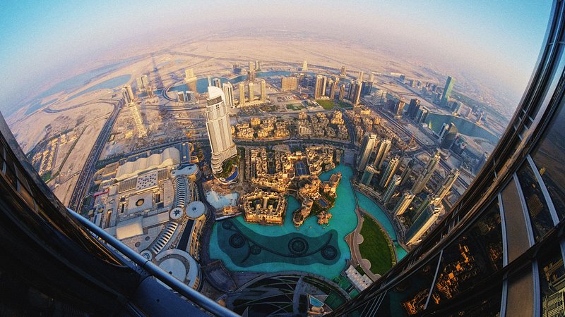 Panaromic View of the Arabian Gulf from Burj Khalifa
