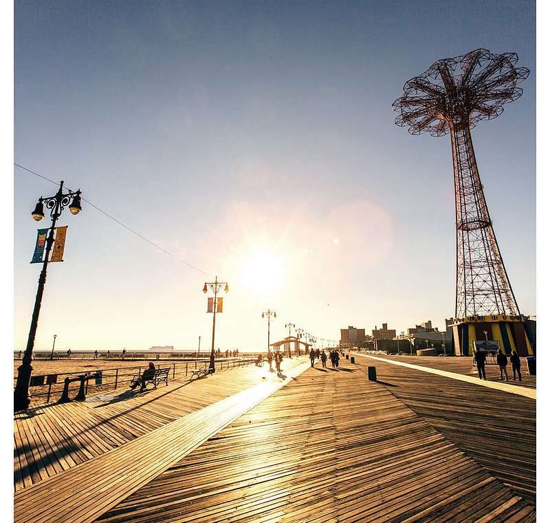 Sun shining down on Coney Island’s Boardwalk