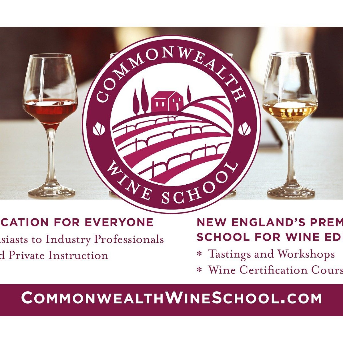 Winding school. Commonwealth Wine School. Commonwealth Wine School logo.