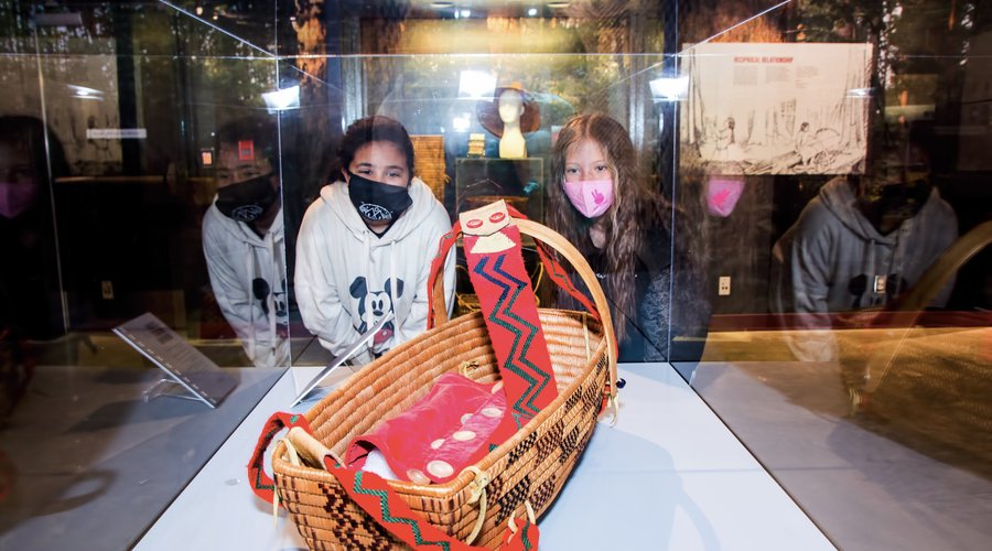Young museum visitors in the Indigenous Hall.