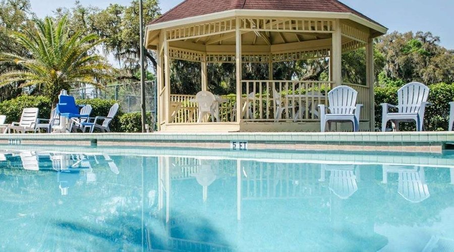 Outdoor pool with gazebo