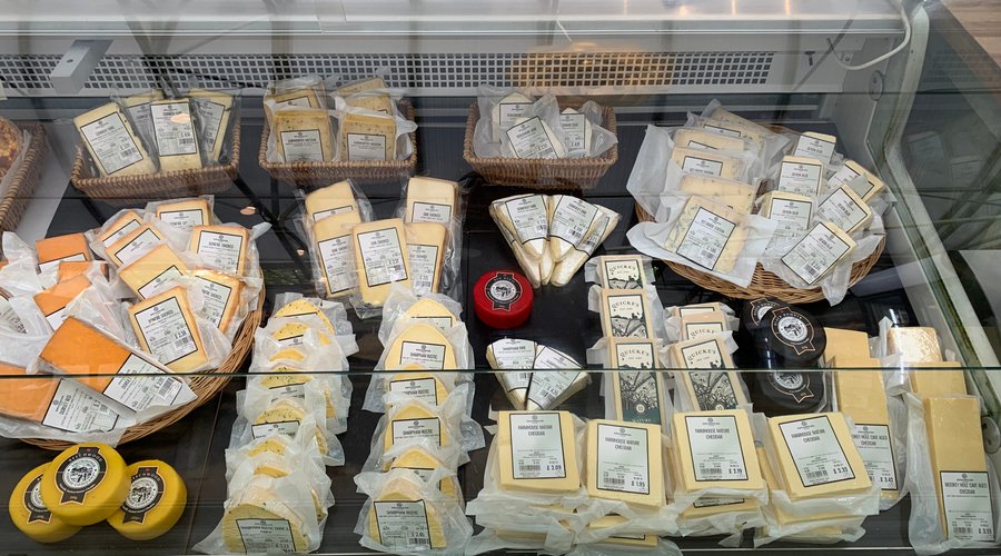 Our range of cheeses on offer in the farm shop 