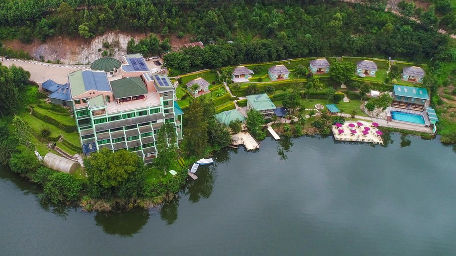 Aerial view of the resort grounds