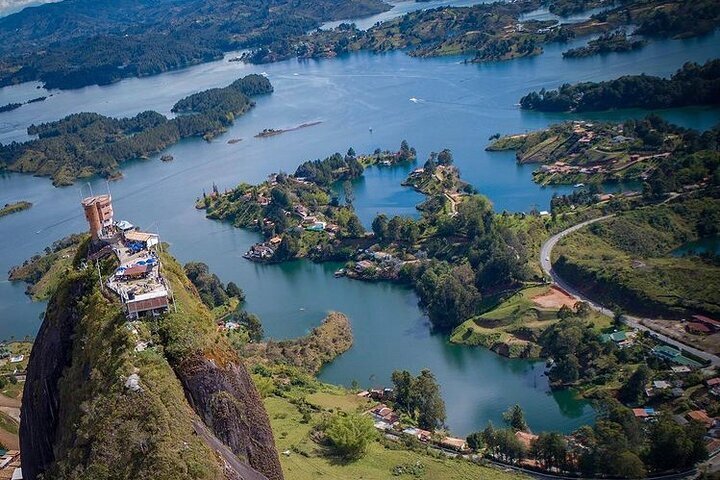 Steep steps rising up Piedra el Penol, Colombia. Stock Photo