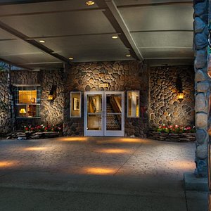 Coast Inn at Lake Hood in Anchorage, image may contain: Emblem, Symbol, Pillar, Architecture