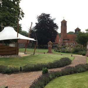 The lovely grounds inside the hotel.