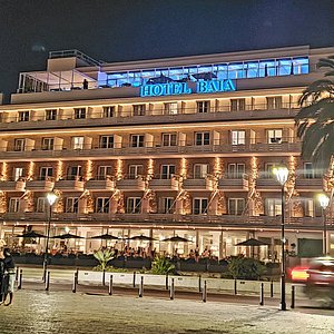 Nightime view of the hotel