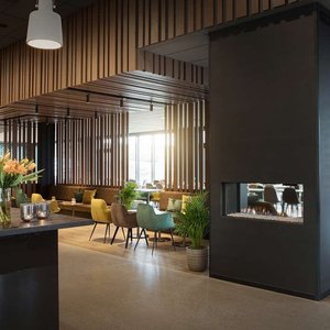 Scandic Brennemoen Reception Lobby fireplace