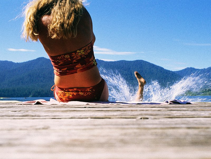 Swimmers in national park