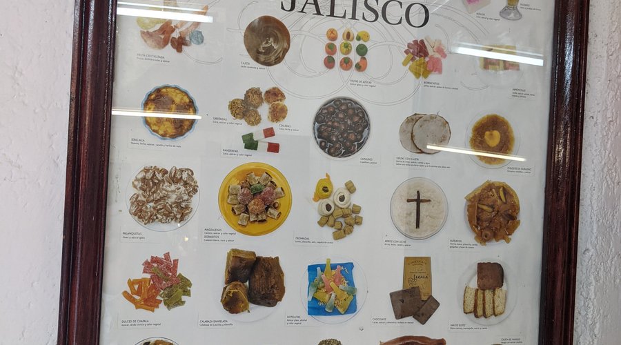 Poster of local sweets of the area on the wall at Taller y Plateria.