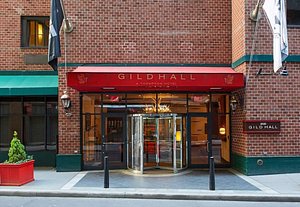 Gild Hall A Thompson Hotel in New York City, image may contain: Door, Brick, Plant, Lamp