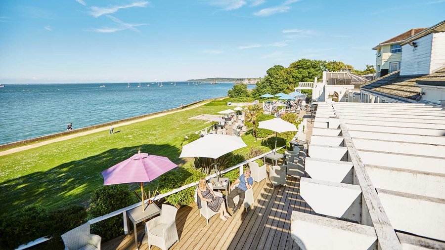 Our drinks terrace has stunning views of the solent
