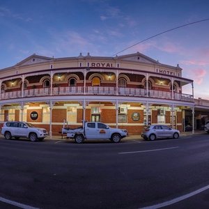 The magnificent Royal Hotel Inviting you to go in at Sunset