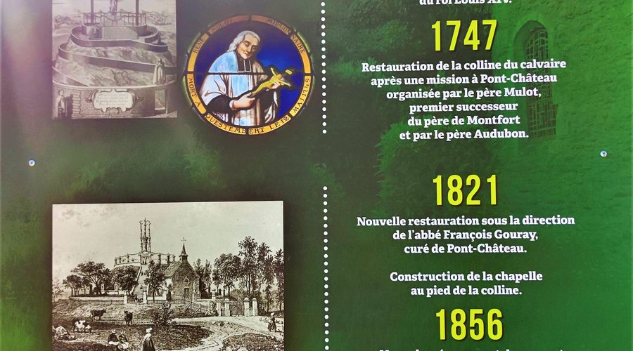 Emouvant hommage à celui par qui naquit l'ordre Montfortain, et qui reconstruit ce calvaire.  Ici, cette chapelle célèbre celui qui fit reconstruire le Calvaire après sa destruction ordonnée par Louis XIV. Détruite à la révolution, elle sera relevée. Située au pied de la colline des trois suppliciés, elle présente des peintures remarquable de la vie du Père de Montfort.