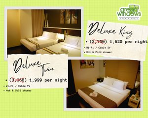 Green Windows Dormitel in Mindanao, image may contain: Advertisement, Dorm Room, Bed, Poster