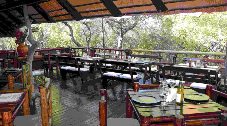 Rustic deck restaurant
