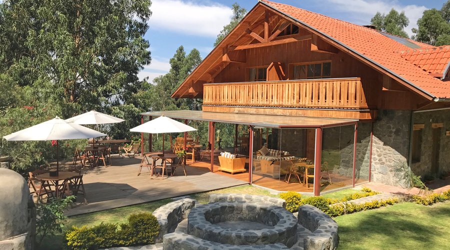 Terrace & lounge area, fireplace and gardens