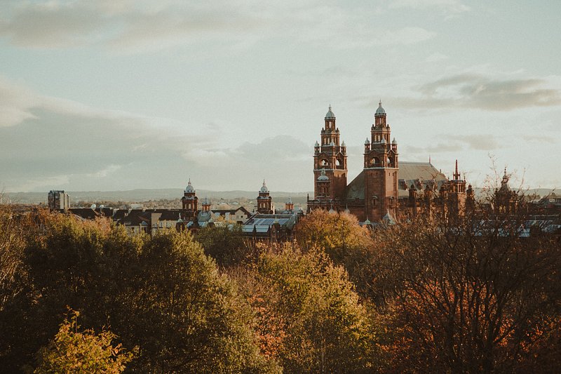 Glasgow city from atop a hill