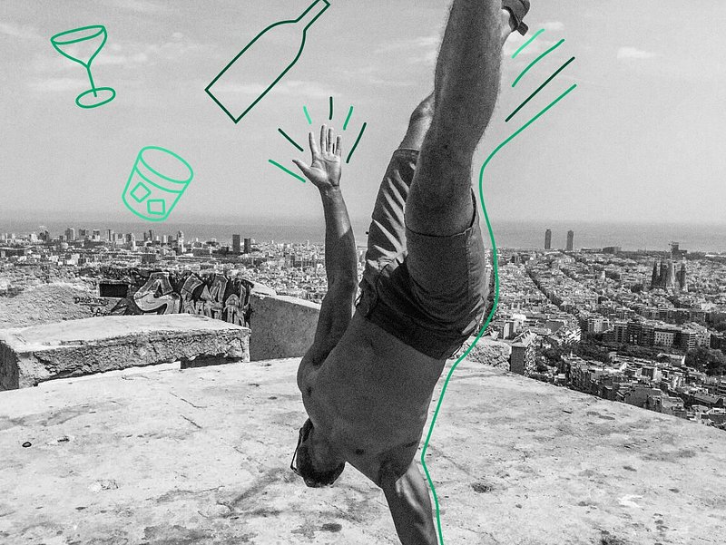 Photo of Carlos Grider doing handstand