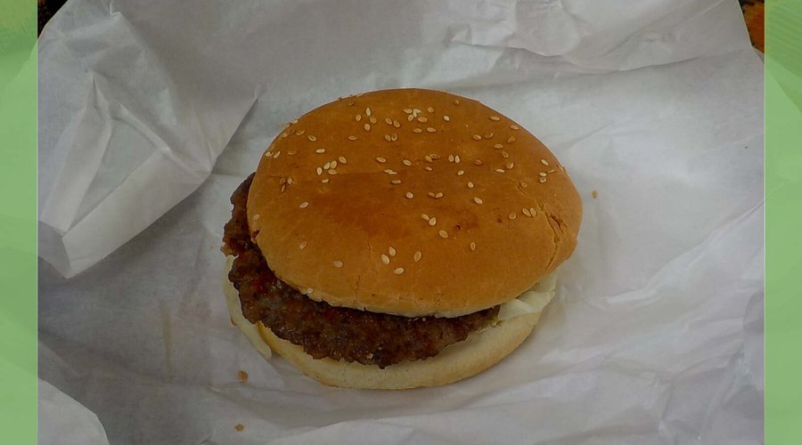 plain burger is plain, but a good size and inexpensive