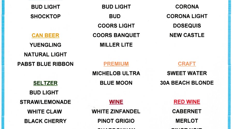 Bar Menu