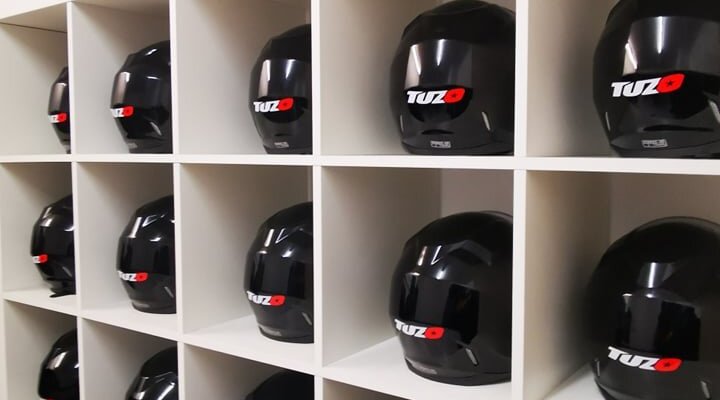 Helmets to fit all sizes of head, all fully sanitized between each session.