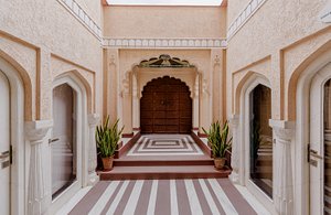 Surya Haveli in Amer, image may contain: Floor, Corridor, Flooring, Arch