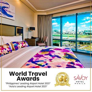 Savoy Hotel Manila has been recognized in two (2) categories as the "Philippines' Leading Airport Hotel" and the first Philippine hotel to win "Asia's Leading Airport Hotel" at the World Travel Awards 2021.  
The World Travel Awards is the leading authority that recognizes and rewards excellence in travel and tourism. 
We thank everyone who voted for us and World Travel Awards for recognizing our commitment to excellence in the industry! 🏆