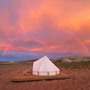 A monsoon rainbow over Mountain Tent.
