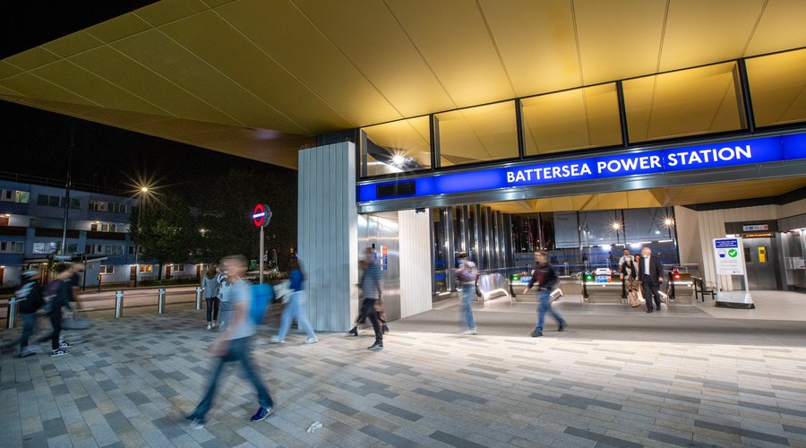 Battersea Power Station station at night
