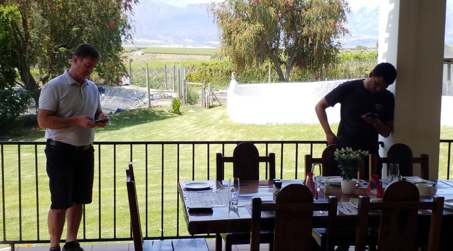 Dining on the stoep overlooking the mountains