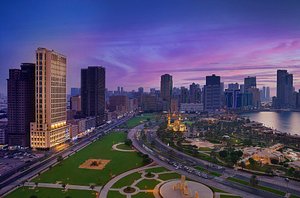 DoubleTree by Hilton Sharjah Waterfront Hotel & Residences in Sharjah, image may contain: City, Urban, Waterfront, Neighborhood